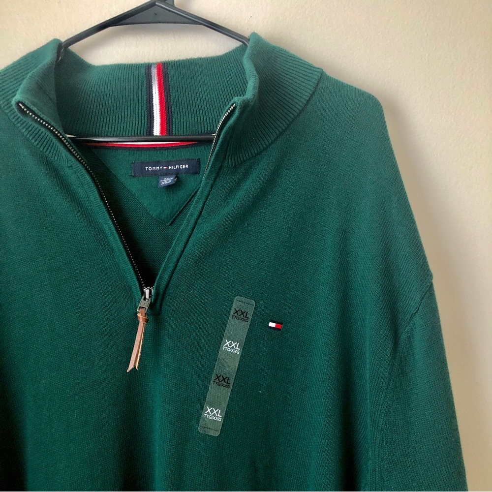 Tommy Hilfiger Green Sweater - Pullover quarter zip - Comfortable Preppy Fall